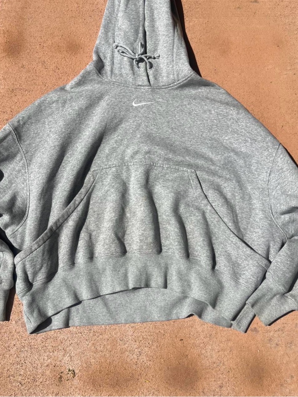 Nike Light Gray center swoosh Hoodie Sweatshirt